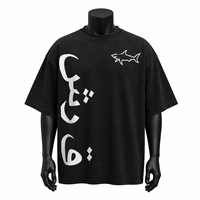 Kaos Streetwear Pria Ukuran Besar Bahan Katun Berat dengan Cetakan Grafis, Fashion Urban, Model Longgar, Bahu Jatuh, Grosir OEM