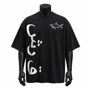Camiseta Oversize de Algodón Grueso para Hombre, Estampado Gráfico, Estilo Urbano, Ajuste Holgado, Hombro Caído, Venta al por Mayor OEM - Product Image 1