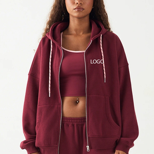 Sweat à capuche pour femme au quotidien avec tissu en polaire pelucheux, fermeture éclair, capuche douce et cordon de serrage réglable, prix d'usine 2026 - Product Image 1