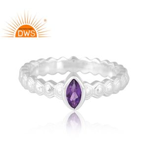 แหวนพลอยอเมทิสต์ธรรมชาติเงินสเตอร์ลิงออกแบบได้ตามต้องการสำหรับผู้หญิงของขวัญสำหรับผู้หญิง - Product Image 3