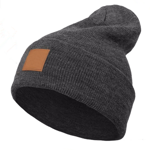 Bonnet bonnet en chanvre tricoté avec empiècements en cuir pour femmes au design personnalisé vente en gros - Product Image 4