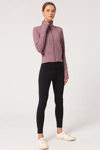 Slim Fit cremallera completa algodón Fitness deporte Crop Tops sudaderas con capucha logotipo personalizado cremallera ropa deportiva para mujeres - Product Image 4