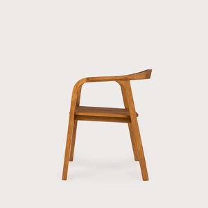 Chaise de salle à manger moderne avec dossier incurvé et très confortable, en bois de teck massif, pour salle à manger et restaurant - Product Image 3
