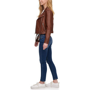 Chaqueta Bomber de Cuero para Mujer |   Chaqueta de Motociclista de Moda en PU |   Chaqueta con Cuello de Piel Cálida para Invierno, Fabricante Directo de Abrigos - Product Image 6