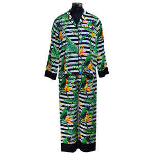 Conjunto de ropa de dormir hermosa para mujer OEM ODM con logotipo personalizado con patrón de guepardo para verano, otoño, primavera, tela tejida, MOQ bajo aceptado - Product Image 2