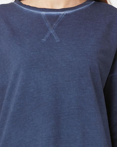 T-shirt pour femme tendance, style vintage, uni, personnalisé, délavé à l'acide, col rond, manches courtes, coupe ajustée, respirant, vente en gros, OEM, été - Product Image 4