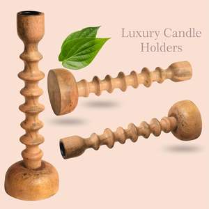 Bougeoir en bois de manguier fini or de qualité supérieure en bois sculpté à la main intérieur/extérieur décoration de Noël Pâques autres bocaux à bougies - Product Image 5