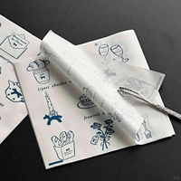 Feuilles de papier sulfurisé prédécoupées personnalisées avec logo imprimé, respirantes, de qualité alimentaire, résistantes à la graisse, pour pâtisseries, desserts et cafés