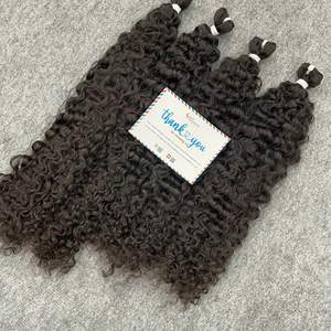 Envío listo Oferta de Año Nuevo 100% Extensiones de cabello humano virgen vietnamita Vapor negro Pequeño Fuzz Trama rizada Onda Tejido de cabello - Product Image 1