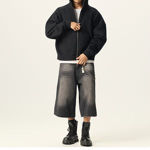 Sudadera con capucha única personalizada de buena calidad al por mayor sudadera con cremallera completa con forro polar de felpa de gran tamaño estilo punk en blanco - Product Image 3