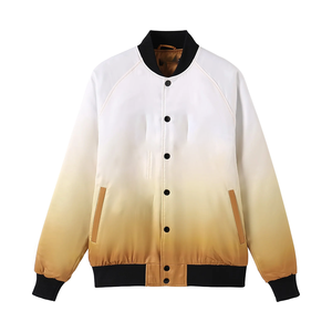 Blouson Bomber en Satin Ombré Blanc à Or Vieilli pour Homme et Femme – Style Urbain Imperméable Printemps – Collection Fraternité Grecque - Product Image 3