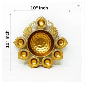 ที่ตั้งเทียนทีไลท์ทองเหลืองสไตล์วินเทจทำด้วยมือพร้อมลายดอกไม้สำหรับเทศกาลอินเดียและของตกแต่งบ้าน - Product Image 4