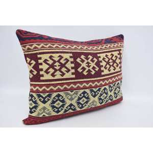 Luxury Red Wool Pillow 20x28 Inch Geometric Vintage <b>Fluffy</b> Pattern Woven Technique Portable <b>Bedding</b> for Christmas - Product Image 3
