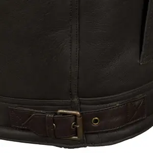 Chaqueta de piloto de piel de oveja marrón óxido para hombre, chaqueta voladora de piel de oveja antigua - Product Image 6