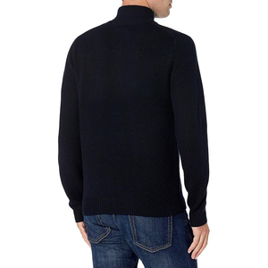 Pull pour hommes automne hiver respirant quart fermeture éclair col montant pull tricoté coton Logo personnalisé imprimé hommes hiver tricots - Product Image 3