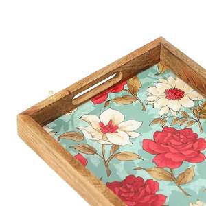 Muestra de bandeja elegante de madera diseñada a mano con juego de utensilios de comedor sostenible y decoración para el hogar, la Oficina y la cocina - Product Image 1