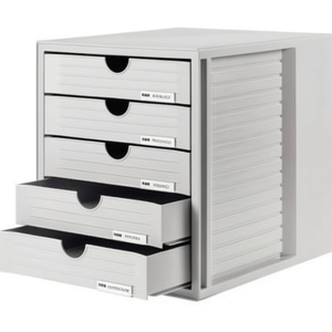 HAN SYSTEMBOX Light Gray Desktop & <b>Drawer</b> Organizer with 5 <b>Drawers</b> DIN C4 Polystyrene Housing Color Light Gray" - Product Image 2