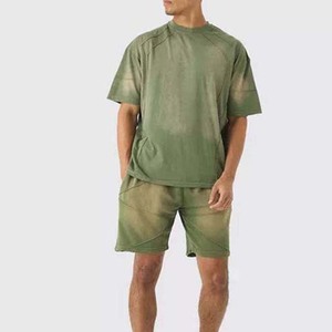 Séchage rapide poids lourd décontracté Streetwear t-shirt et short ensemble vêtements pour hommes impression à la demande ensembles courts pour hommes 100% coton - Product Image 4