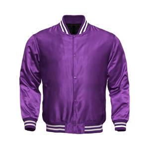 Chaqueta universitaria de satén de poliéster rojo, chaqueta universitaria abotonada de invierno para hombre, chaqueta de béisbol con logotipo de nombre de equipo personalizado - Product Image 5