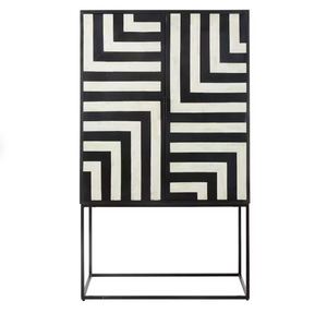 Modern Trending Hot Selling Bone inlay 2 door storage cabinet in black and ecru bone inlay Wholesale High Quality Furniture