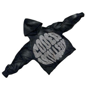 OEM Sweats à capuche pour hommes en coton épais délavé à l'acide surdimensionné en éponge française personnalisés Sweat-shirts vintage Logo sérigraphié en strass pour l'hiver - Product Image 2