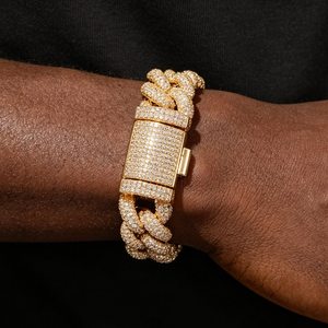 สร้อยข้อมือฮิปฮอปแบบปรับแต่งได้ ชุบโรเดียม เงินแท้ 925 ประดับเพชรโมอิสซาไนต์ทรงกลม ดีไซน์คิวบันลิงค์ สำหรับผู้ชายและผู้หญิง - Product Image 3