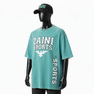 Camiseta 100% algodón para hombre, corte holgado, estampada, estilo vintage, lavado desgastado, con logotipo personalizado - Product Image 4