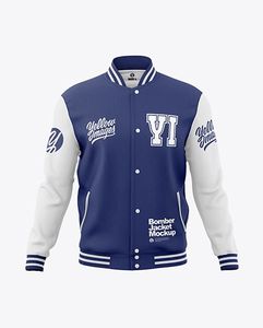 Nouvelles vestes d'université pour l'hiver Conceptions personnalisables avec col montant en tissu de laine Logo avant Fermeture à glissière - Product Image 1