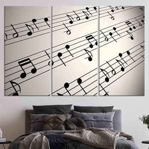 Toile imprimée : Art mural minimaliste avec notes de musique pour une décoration élégante, lot de 3 toiles - Product Image 1