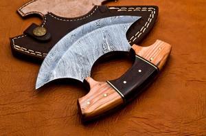 Cortador de Pizza Hecho a Mano con Hoja de Acero de Damasco Forjado y Mango de Madera de Palisandro, Cuchillo de Cocina Personalizado - Product Image 3