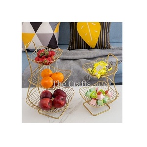 Cesta de frutas de tres niveles de nuevo diseño para vajilla, cesta de frutas de Color dorado de aluminio de primera calidad decorativa - Product Image 2