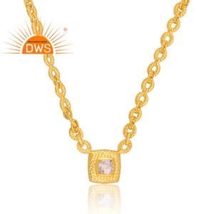 Último diseño hecho a mano 18K chapado en oro natural howlita piedra preciosa colgante collar Demi joyería fina fabricante - Product Image 2