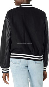 Chaquetas de béisbol deportivas personalizadas para mujer de fabricantes OEM, ropa de moda duradera con mangas de cuero, chaquetas Letterman en venta - Product Image 3