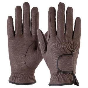 Gants d'équitation en cuir véritable pour homme, couleur unie, coupe classique, fermeture auto-agrippante, gants de grip équestre - Product Image 2