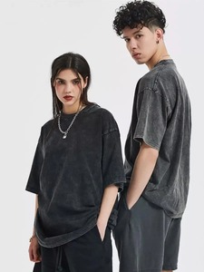 T-shirt d'été en coton délavé pour femmes hommes Loose O-Neck Oversized Tee Korean Y2k Female Clothes Casual Vintage Short Sleeve Tops - Product Image 2
