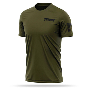SHERIFF Camiseta de rendimiento transpirable para hombre Camisetas de poliéster Spandex de buena calidad Camisetas de entrenamiento deportivo para hombre - Product Image 4