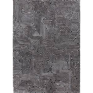 Tapis en laine et viscose tufté à la main Contour Ashwood/Ebony, motif abstrait, 8x11 pieds, doux pour la maison - Tra-13248 - Product Image 1