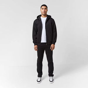 Chándal con cremallera transpirable ligero de algodón 100 para hombre, conjuntos de patrón sólido de invierno de secado rápido para adultos para hombre - Product Image 1