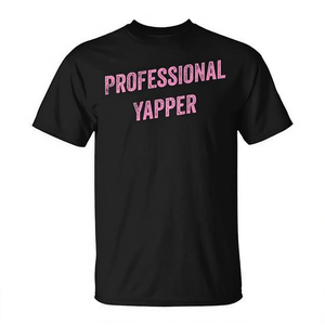 T-shirt professionnel Yapper noir avec texte rose, vêtements décontractés pour femmes - Product Image 2