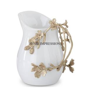 La Plus Récent Couleur Argent Brillant Poli Texture Martelée Durable En Métal Fait Pichet À Vin Fournitures Avec Feuilles Poignée De Designer - Product Image 4