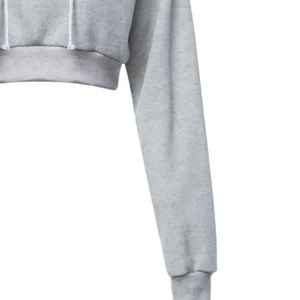 Sudadera con capucha elegante para mujer, Jersey recortado, Sudadera ligera de manga larga para el hogar informal de calle y trajes de entrenamiento - Product Image 4