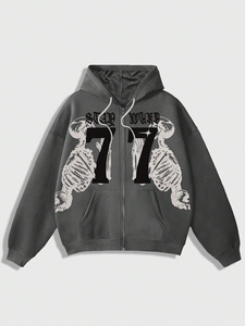 Sweat-shirt à capuche zippé intégral pour homme, 100 % coton, imprimé personnalisé, coupe ample et respirante, tendance hiver, vente en gros - Product Image 4