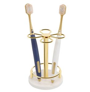 Soporte para cepillos de dientes de metal con base de mármol, organizador de baño, almacenamiento y colección - Product Image 1