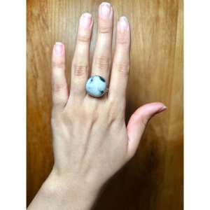 Navajo Handmade White Buffalo <b>Ring</b> Natural Stone Sterling Silver Vintage Hip-Hop Style <b>Adjustable</b> Size Setting 7 Everyday Wear - Product Image 4