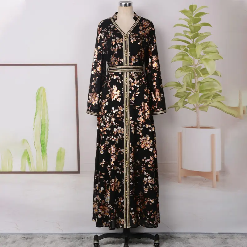 2063 Kuwi Fabriek Groothandel Dubai Nieuwe Mode Gedrukt Saudia Arabia Bescheiden Avondjurk Abaya Donna Musulmana Black Abaya Dubai
