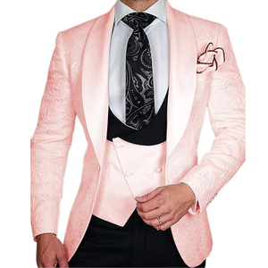 Vestidos de novia elegantes Traje formal a cuadros de viscosa para hombre Slim Fit 3 piezas Prom Tuxedo Peinado Traje de pana de doble botonadura - Product Image 1
