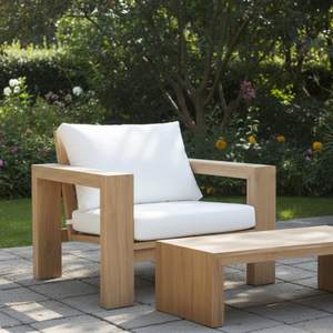 Modern Luxurious Indonesian Solid Teak Wood Weather Resistant Outdoor Sofa <b>Chair</b> Set <b>Garden</b> Furniture Bedroom Hotel Lounge Style - Product Image 5