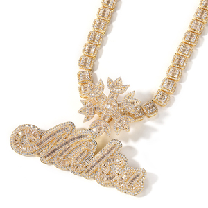 จี้เพชรมออิสซาไนต์สีเหลืองทอง14K ที่กำหนดเองสำหรับผู้ชายสร้อยคอสไตล์ฮิปฮอป Nika ออกแบบได้เองสำหรับทุกเพศ - Product Image 2