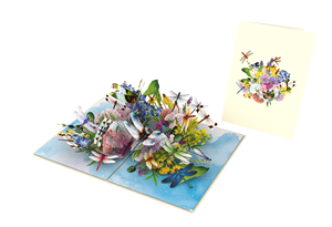 การ์ดป๊อปอัพ 3 มิติ SEAPEARLS ลายแมลงปอในทุ่งหญ้า ผลิตด้วยมือจากเวียดนาม กระดาษอุตสาหกรรม พิมพ์ดิจิทัล เคลือบเงา รับทำตามสั่ง ขนาด 5x7 นิ้ว - Product Image 3