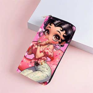 Wholesale Bettyy Boopp Cute Pattern PU Leather Wrist Wallet Multi-Color Long <strong>Zip</strong> Wallet Multi-<strong>Card</strong> Slots Slim Zipper Coin Purse - Product Image 5